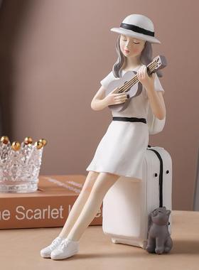 厅家居高装饰品客书桌桌LXNHJDK0面办公室小摆件房间电视柜级治感