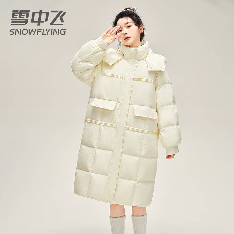 雪中飞羽绒服女中长款2023年新款时尚爆款高端设计感加厚冬季外套