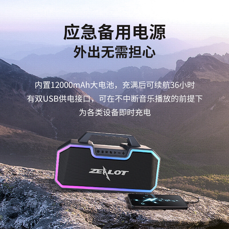 ZEALOT/狂热者 S57 100W 蓝牙音响重低音炮音箱K歌便携广场舞家用 - 图1