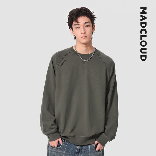 Madcloud|Cotram-pro™长绒棉系列美式套头打底衫纯色圆领卫衣男 - 图1
