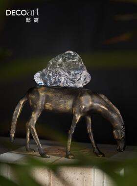 新中式样板房茶空间茶室茶柜铝箔茶叶罐茶饼纸皮茶叶袋装饰品摆件