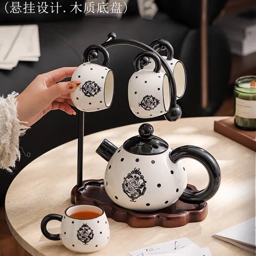 茶壶茶杯套装法式复古陶瓷茶具家用客厅茶几泡茶壶茶杯茶具 - 图1