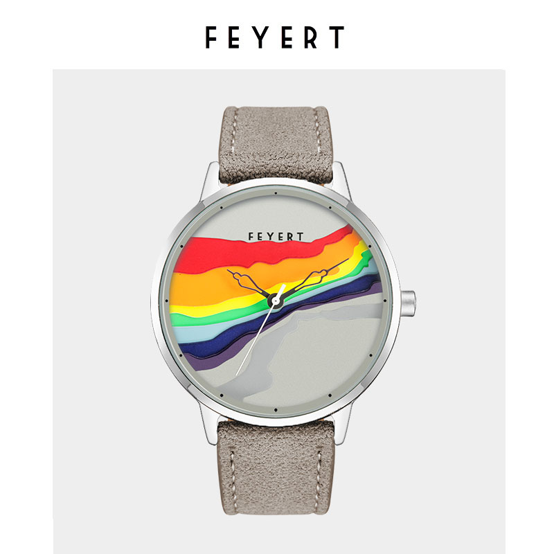 FEYERT彩虹艺术设计ins风酷简约撞色个性大气潮流手表大表盘女 - 图1