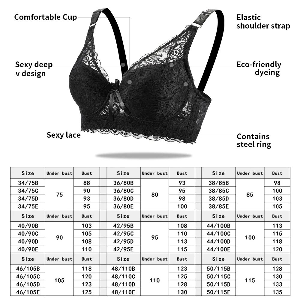 Lace Bra plus size bra sexy Women's bralette top bras seamle - 图0