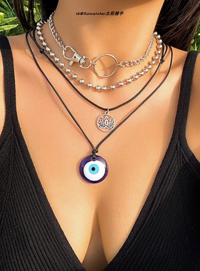 天然石evileye恶魔之眼项链