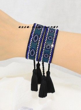 民族风亮片烫钻恶魔之眼手绳