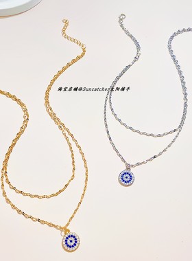 满钻锆石evileye恶魔之眼项链