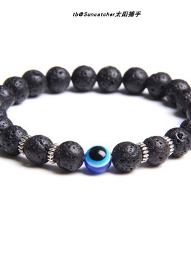 8mm地图石猫眼石蓝眼睛手串