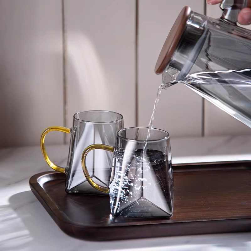 简约轻奢耐高温玻璃杯家用办公室喝水杯子套装高硼硅杯具茶具水壶 - 图3