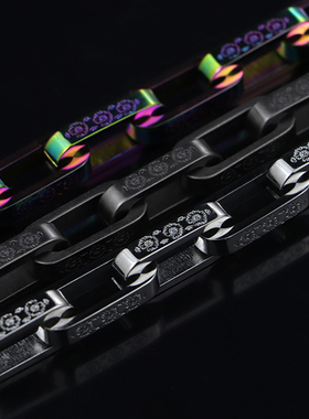 不掉色潮牌方扣竹节炫彩项链