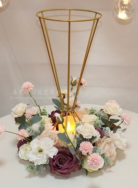 会议室桌面摆花摆件餐厅长u餐桌桌花仿真花生日宴会签到台装饰台