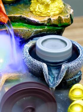 假开山流水喷进泉风水轮生财2030招档财宝循环水客厅业高高山水车