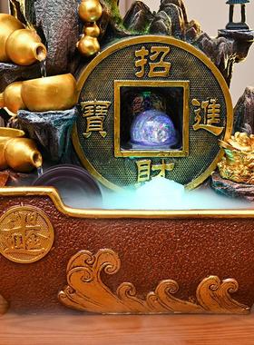 财招开业乔迁礼假物山流水喷泉摆件客轮厅前台店面葫芦风水循H600