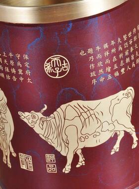 彩铜五牛笔筒摆件招财书房办公室书桌创意桌面摆设工艺品商务礼品