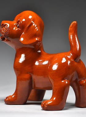 花梨木雕狗摆件十二生肖狗实木家居客厅J电视柜办公装饰红木工艺