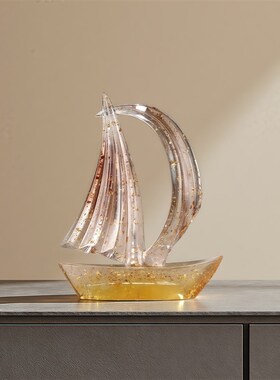 一帆风顺帆船办公室客厅家居风生水起摆L件轻奢玄关装饰高级感