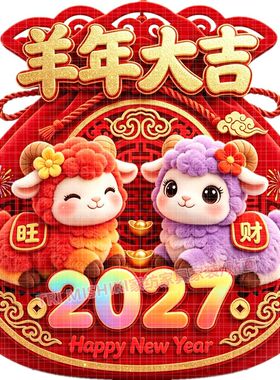 羊年福袋贴纸新款羊年大吉招财纳