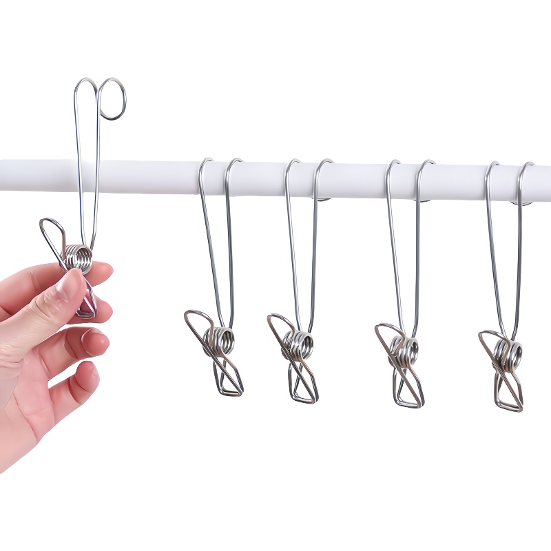 长尾挂钩钢线夹晾晒夹家用多功能可挂钩夹长尾挂钩夹不锈钢晾衣夹 - 图3