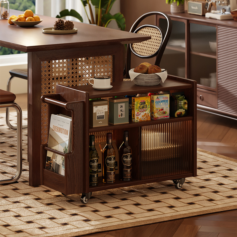 实木边几小茶几可移动客厅沙发侧边柜家用简约小推车储物柜置物架 - 图3