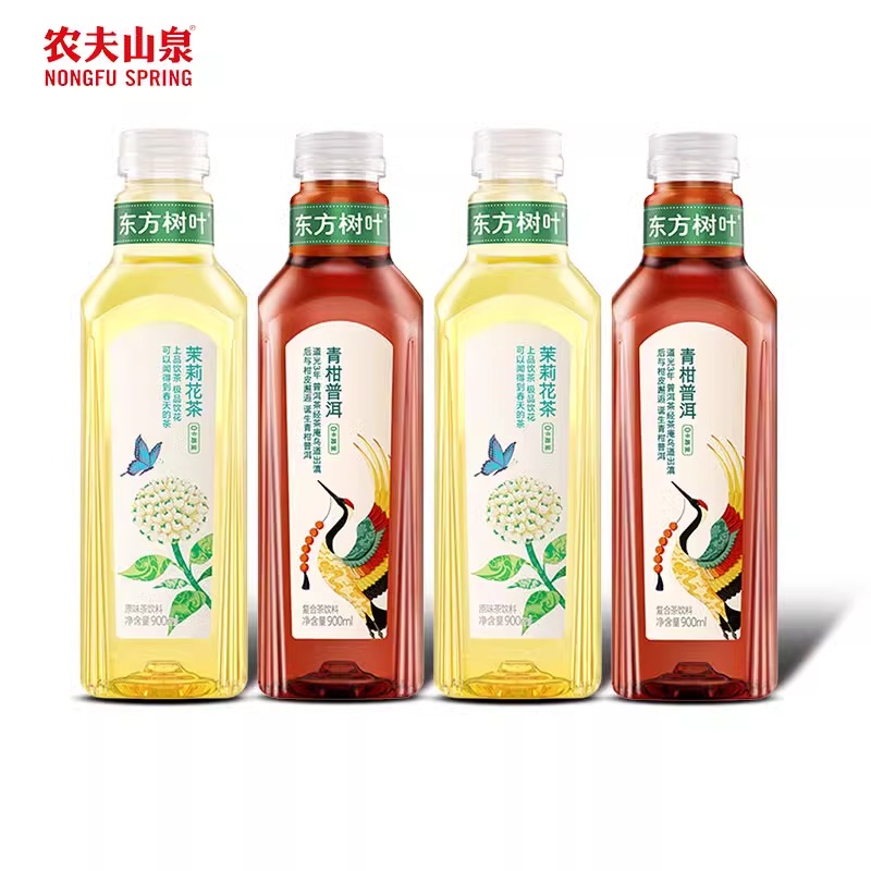农夫山泉东方树叶无糖茶饮料升级900ml青柑普洱茉莉花茶黑乌龙茶