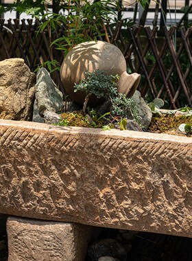 掬涵老石槽流水摆件石磨水景鱼缸庭院户外旧石器花盆装饰景观造景