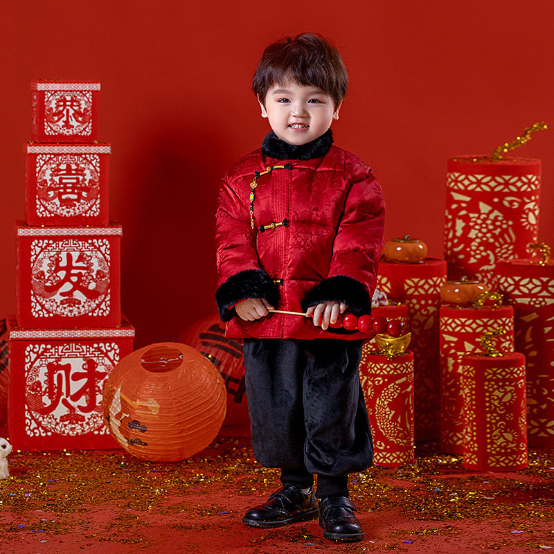 男童拜年服中国风宝宝周岁冬季套装儿童唐装加厚棉衣新年过年衣服,淘宝优惠券,粉丝福利购,淘宝优惠卷