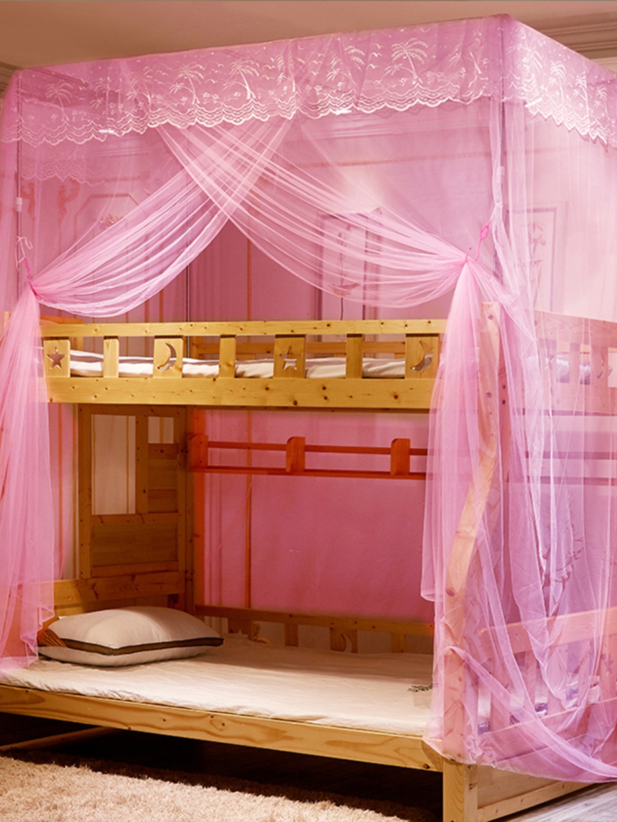 品直梯式子母床儿童床上下铺一体式蚊帐12m135米双层高低床15米新 - 图0