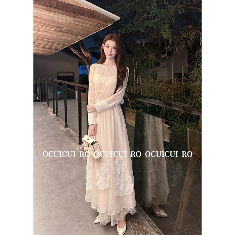 CUICUI崔崔【晨雾礼颂】"温柔浮花绘"法式丝绒蕾丝烧花上衣半身裙,淘宝优惠券,粉丝福利购,淘宝优惠卷