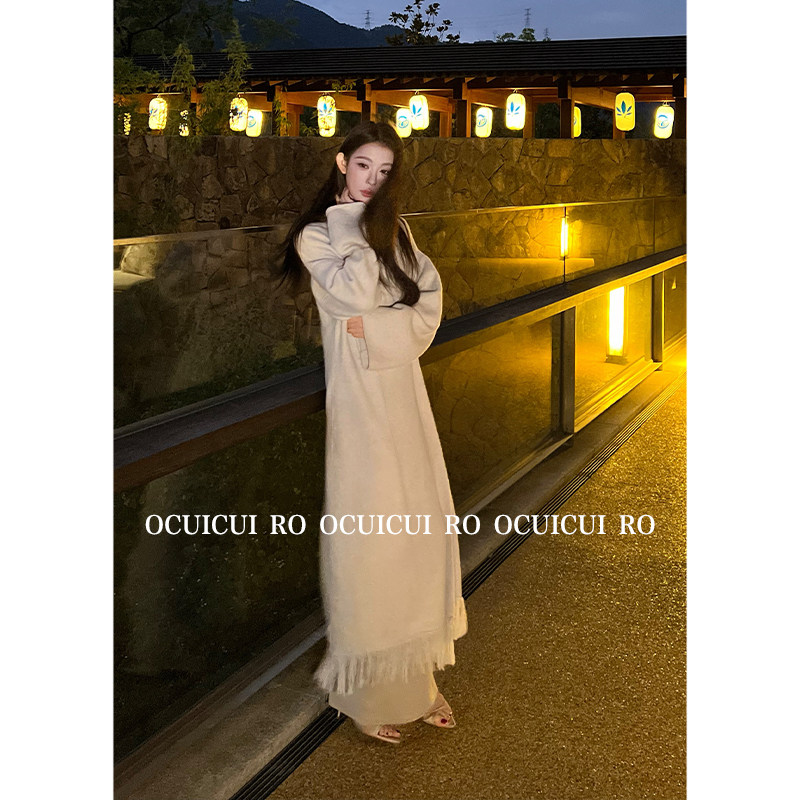 CUICUI崔崔【悄然心动】羊毛慵懒风长款浴袍大衣女气质毛呢外套秋,淘宝优惠券,粉丝福利购,淘宝优惠卷