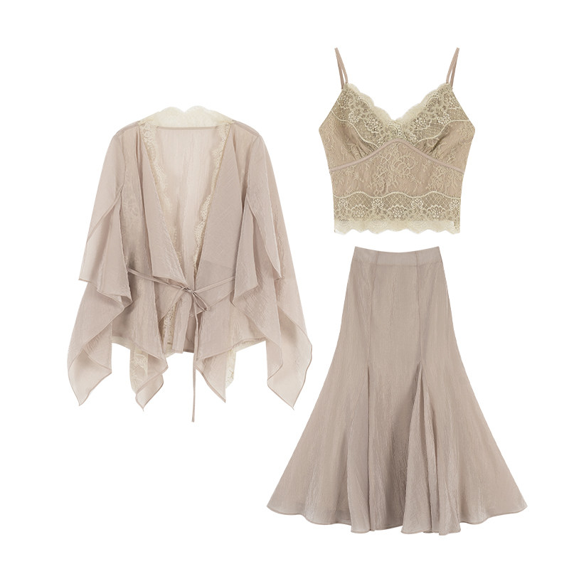 CUICUI崔崔【霞染霓裳】纯欲风高级感醋酸罩衫吊带背心半身裙套装,淘宝优惠券,粉丝福利购,淘宝优惠卷