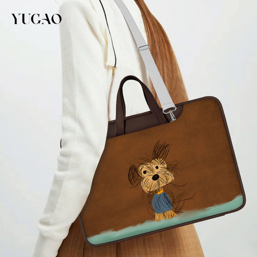 YG 线条小狗笔记本重磅电脑包2024新款女士手提适用华为matebook14寸苹果macbook16寸联想小新15点6寸内胆包 - 图2