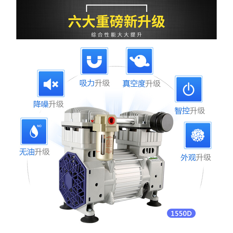藤原无油真空泵静音工业用抽气泵抽真空机负压泵大流量小型真空泵 - 图0