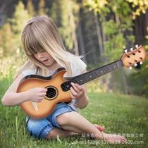 Six-stringed wood grain childrens toy guitar beginner solid wood guitar can play musical instrument toy manufacturer direct sales 3707