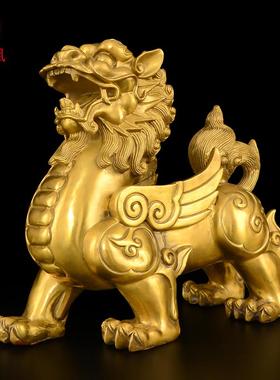 铜貔貅摆件一对公母招皮丘铜制貔貅财入户客厅办公室开业礼品大号