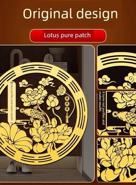 开门见鞋柜荷花鲤鱼金属贴天官赐福进入户门口对邻居室内装饰摆件