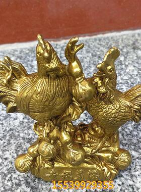 纯铜生肖鸡葫芦鸡幸福美满吉祥如意装饰品纯手工铜器动物桌面摆件