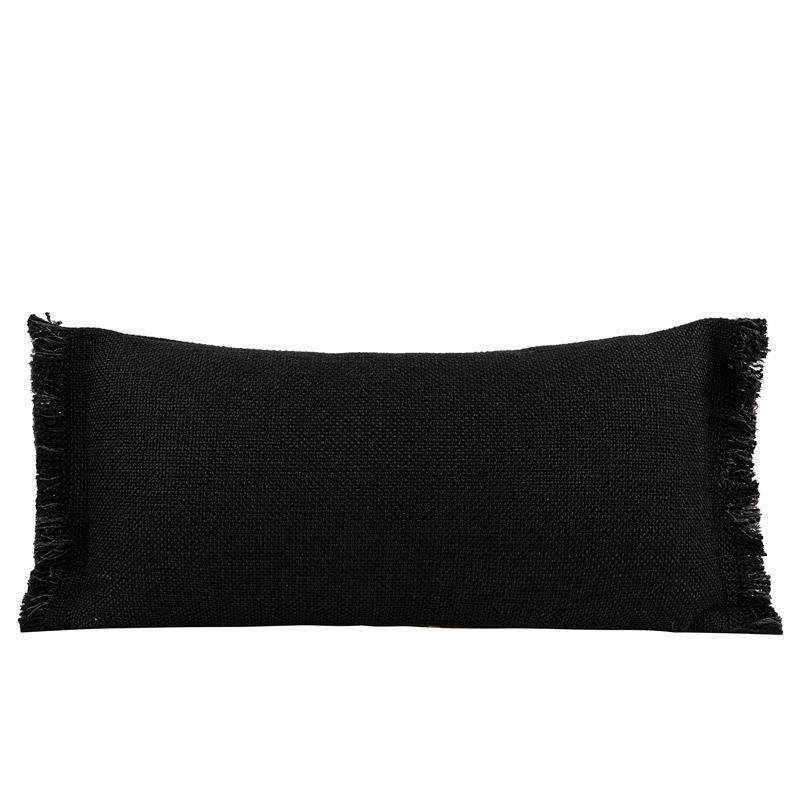 一森现代侘寂风棉绳编织腰枕沙发靠枕靠垫黑色米色长条靠背简约,淘宝优惠券,粉丝福利购,淘宝优惠卷