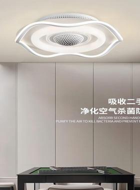 无叶风扇灯现代简约圆形卧室灯全光谱护眼新款电扇一体吸顶灯