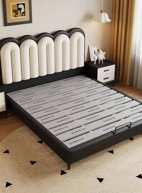 法式奶油风儿童床现代简约高端大气主卧双人涟漪波浪储物真皮艺床