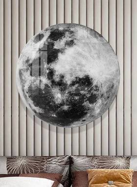 现代简约圆形晶瓷装饰画星系led发光画轻奢客厅入户玄关餐厅壁画