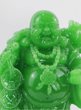 招财弥勒佛玻璃底座家居玄关酒柜装饰摆件庆典赠品树脂工艺礼品