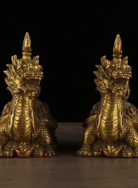 黄铜龙龟葫e芦摆件火龙龟龟背铜葫芦家居办公室装饰福禄工艺品