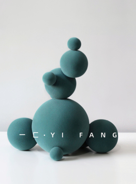 一匚现代简约抽象蓝色泡泡雕塑 样板间售L楼处客厅电视柜创意摆件