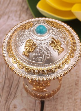 唐卡轴头 藏式合金雕花q唐卡头装饰画装裱字画挂画卷轴保护头/ 1