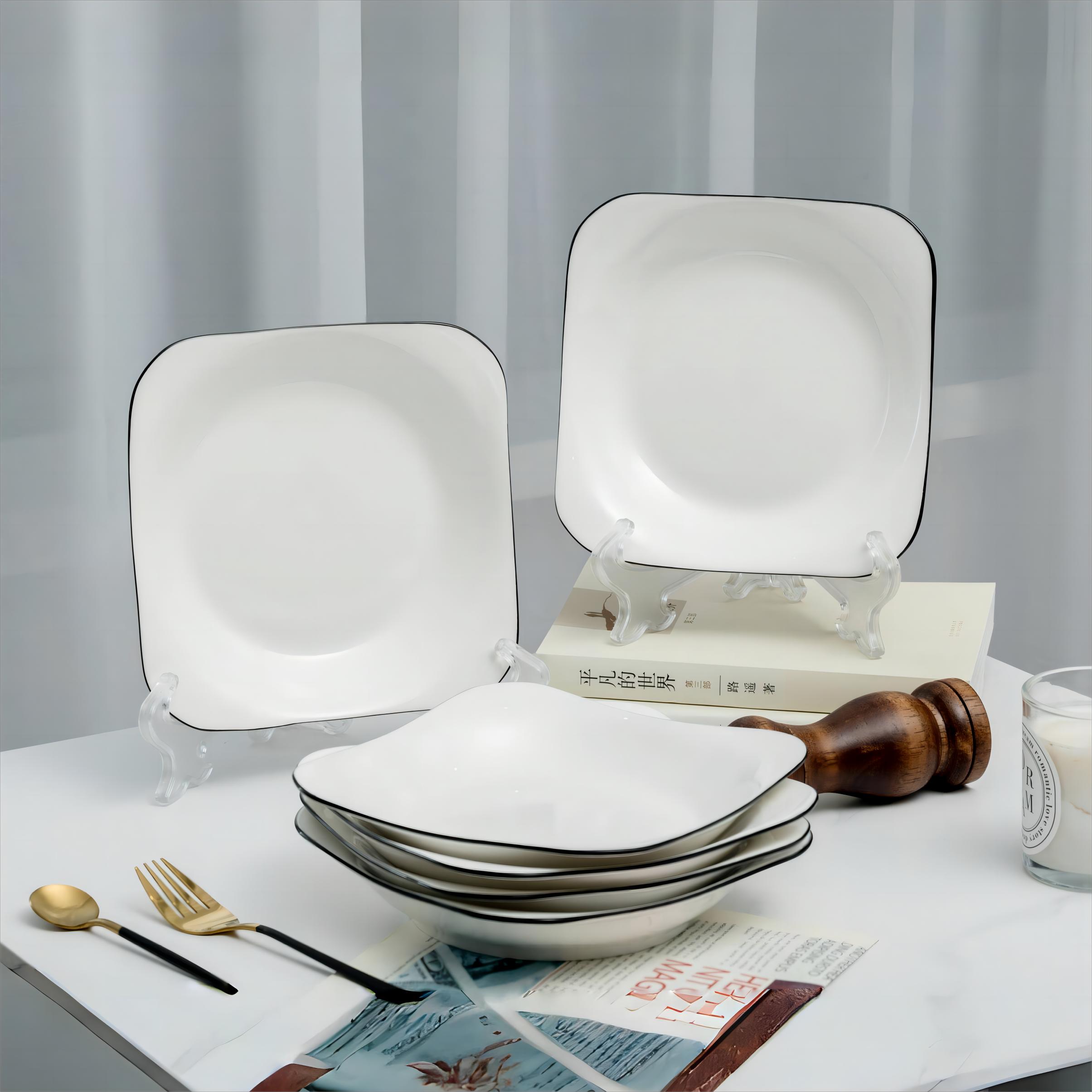 6个装菜盘子家用 创意不规则四方碟子陶瓷饭盘汤盘早餐盘日式餐具