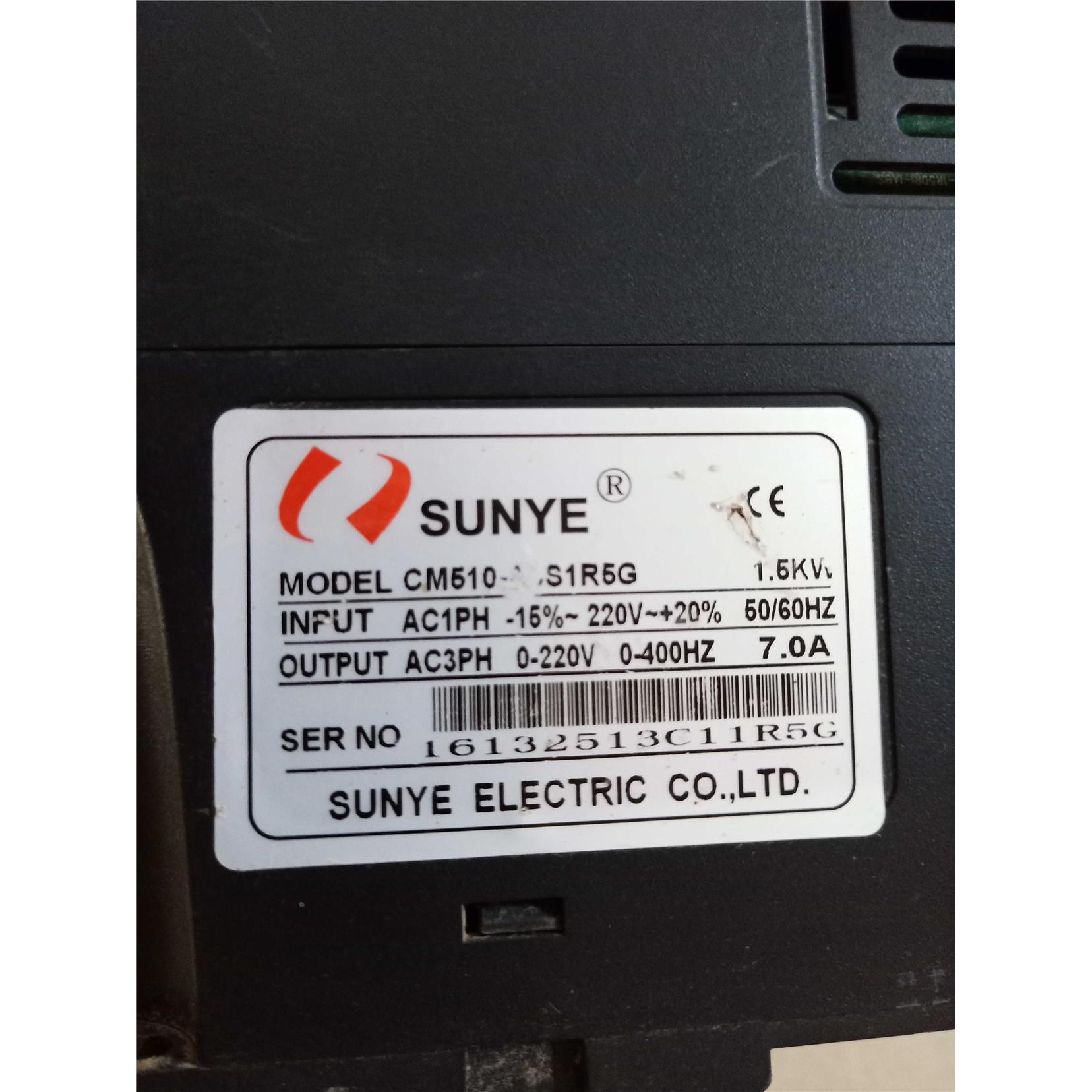 询价二手 SUNYE变频器CM510-A4S1R5G 1.5KW 220V原装拆机议价-图2