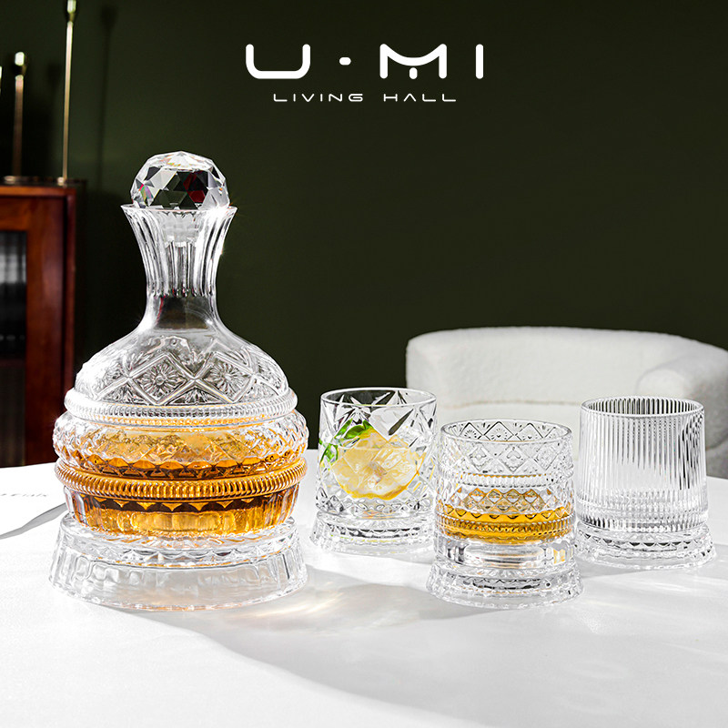 U Mi LIVING·资始|威士忌酒杯设计感洋酒杯醒酒器带底座转转杯,淘宝优惠券,粉丝福利购,淘宝优惠卷