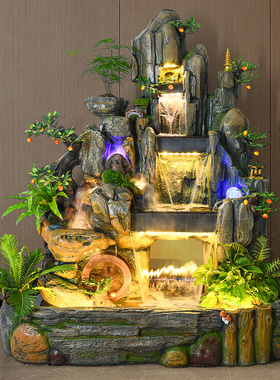 大型假山喷泉流水摆件叠水瀑布庭院客厅室内阳台鱼池造景落地中式