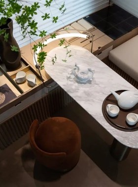 现代简约轻奢样板房售楼部家居客厅茶几桌面中式茶具托盘套装摆件