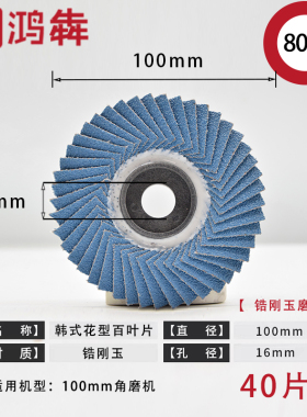 韩式百页片蓝砂软片锆刚玉花叶轮不锈钢砂布轮金属打磨片兰沙百叶